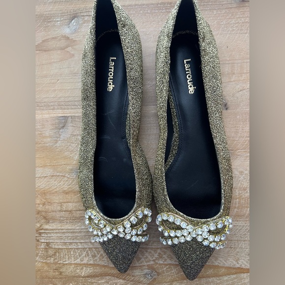 New Larroudé Lee Crystal-Embellished Lurex Flats Women’s Size 7.5 - Picture 4 of 10